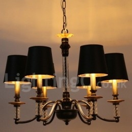Lampadario a 6 luci in stile retrò nero a forma di candela