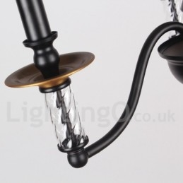 Lampadario a 6 luci in stile retrò nero a forma di candela