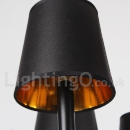 Lampadario a 6 luci in stile retrò nero a forma di candela