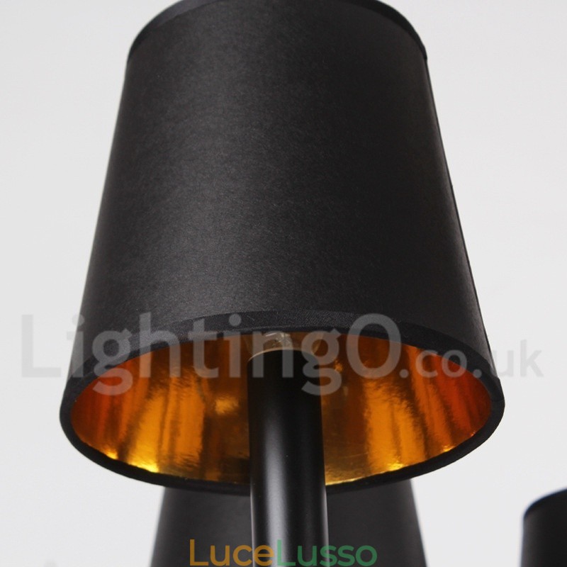 Lampadario a 6 luci in stile retrò nero a forma di candela