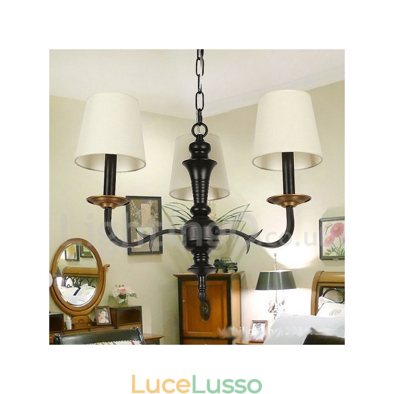 Lampadario a 3 luci in stile retrò contemporaneo a candela
