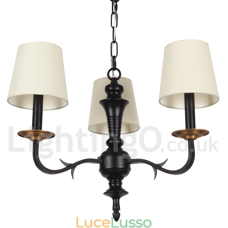 Lampadario a 3 luci in stile retrò contemporaneo a candela