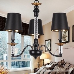 Lampadario a 3 luci in stile retrò nero a forma di candela