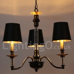 Lampadario a 3 luci in stile retrò nero a forma di candela