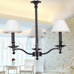 Lampadario a 3 luci in stile candela nero contemporaneo retrò