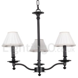 Lampadario a 3 luci in stile candela nero contemporaneo retrò
