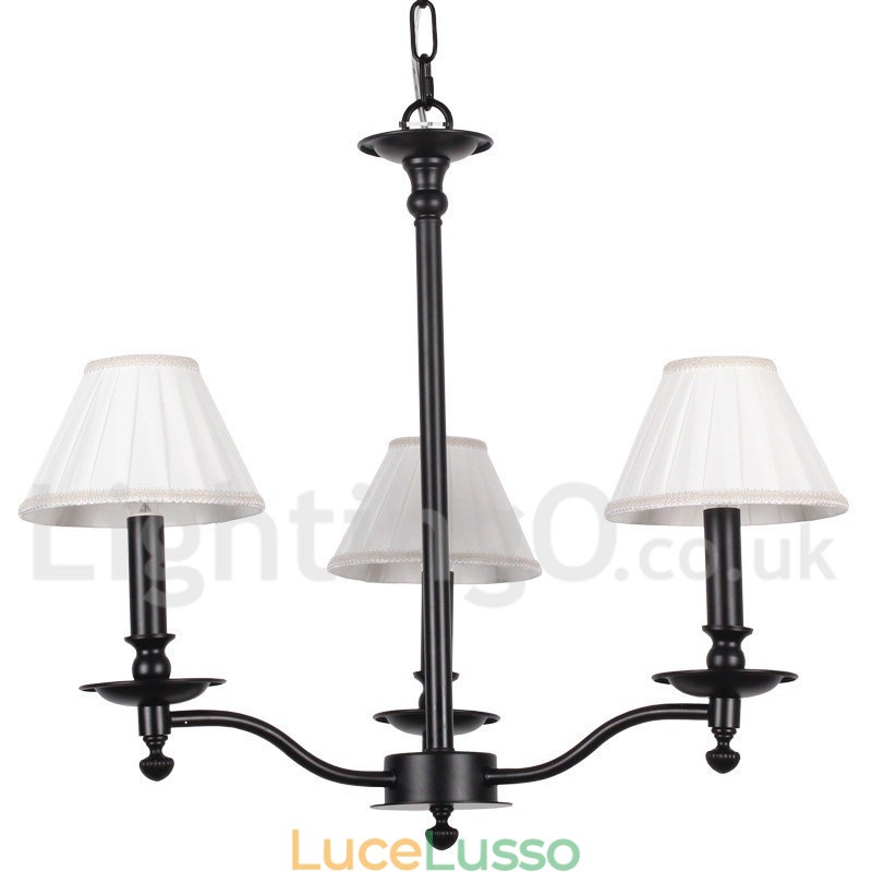 Lampadario a 3 luci in stile candela nero contemporaneo retrò