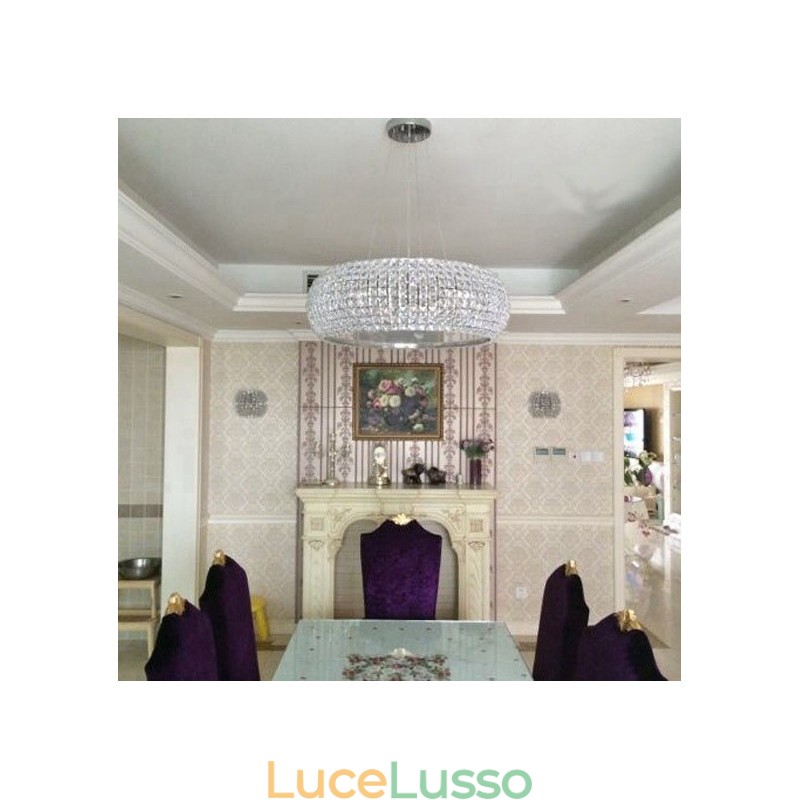 Lampadario moderno a sospensione in cristallo K9 per interni, lampade e lampade a tamburo