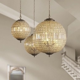 Lampadario moderno a sospensione in cristallo K9 Globe, lampadario da interno, lampade e apparecchi di illuminazione a tamburo