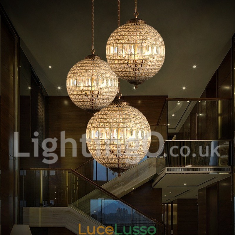 Lampadario moderno a sospensione in cristallo K9 Globe, lampadario da interno, lampade e apparecchi di illuminazione a tamburo