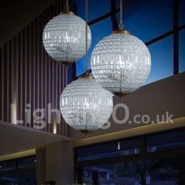 Lampadario moderno a sospensione in cristallo K9 Globe, lampadario da interno, lampade e apparecchi di illuminazione a tamburo