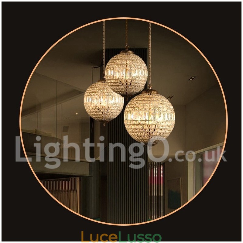 Lampadario moderno a sospensione in cristallo K9 Globe, lampadario da interno, lampade e apparecchi di illuminazione a tamburo