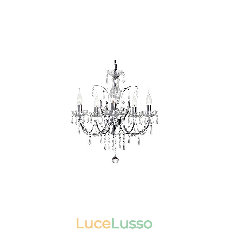 Elegante lampadario di cristallo con 5 luci