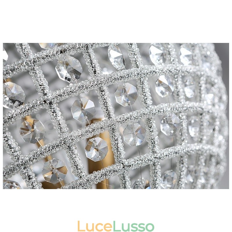 Lampadario moderno a sospensione in cristallo K9 Globe, lampadario da interno, lampade e apparecchi di illuminazione a tamburo