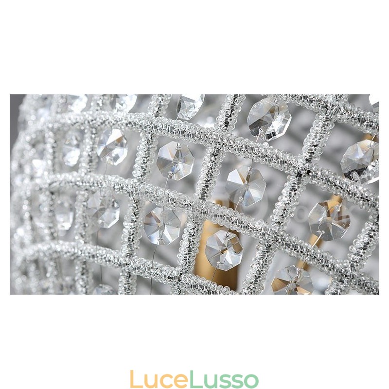 Lampadario moderno a sospensione in cristallo K9 Globe, lampadario da interno, lampade e apparecchi di illuminazione a tamburo