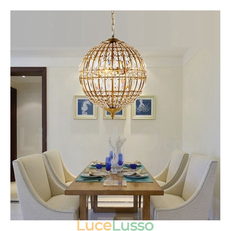 Lampadario moderno a sospensione in cristallo K9 Globe, lampadario per interni, lampade e apparecchi di illuminazione
