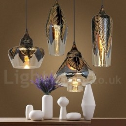 Lampada a sospensione in vetro retrò europeo Lampada a sospensione da salotto
