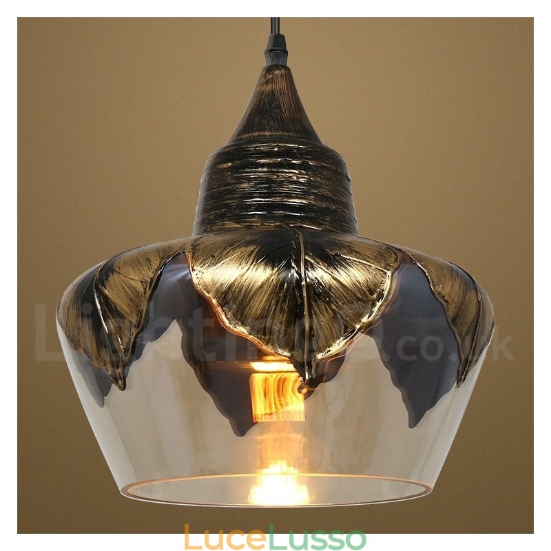 Lampada a sospensione in vetro retrò europeo Lampada a sospensione da salotto