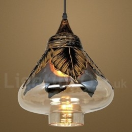 Lampada a sospensione in vetro retrò europeo Lampada a sospensione da salotto