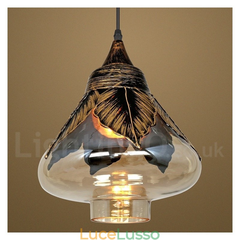 Lampada a sospensione in vetro retrò europeo Lampada a sospensione da salotto