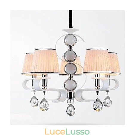 Lampadario in tessuto 5 luci Lampada di alta qualità Anello in argento giada bianca Lampadario in tessuto 5 luci Lampada di alta qualità Anello in argento giada bianca
