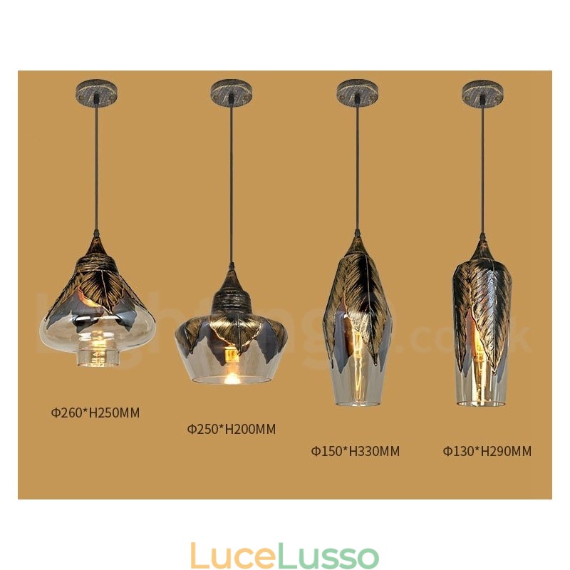 Lampada a sospensione in vetro retrò europeo Lampada a sospensione da salotto
