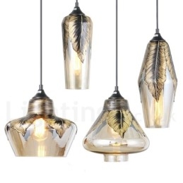 Lampada a sospensione in vetro retrò europeo Lampada a sospensione da salotto