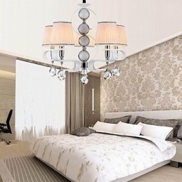 Lampadario in tessuto 5 luci Lampada di alta qualità Anello in argento giada bianca