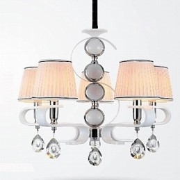 Lampadario in tessuto 5 luci Lampada di alta qualità Anello in argento giada bianca