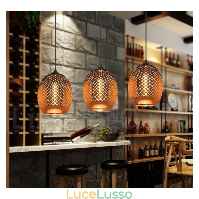 Lampada a sospensione rustica in vetro Lampada a sospensione da caffè europeo