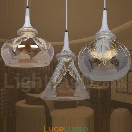 Lampada a sospensione in vetro moderna e contemporanea europea Lampada a sospensione in vetro moderna e contemporanea europea