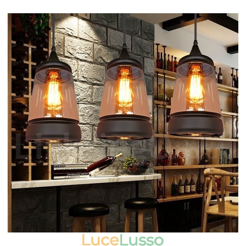 Lampada a sospensione in vetro retrò europeo da salotto