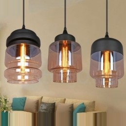 Lampada a sospensione rustica in vetro Lampada a sospensione da salotto europea