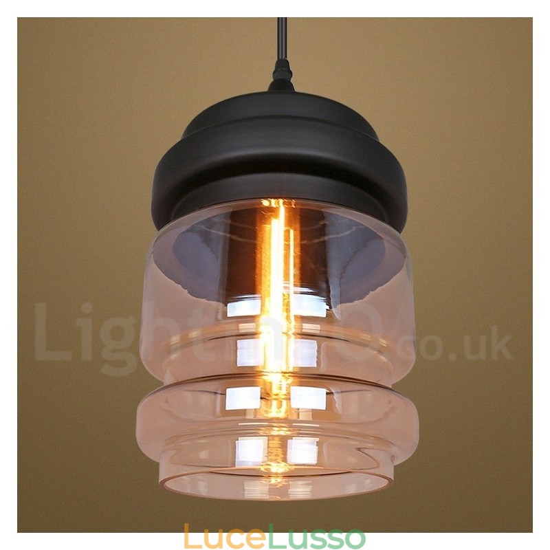 Lampada a sospensione rustica in vetro Lampada a sospensione da salotto europea