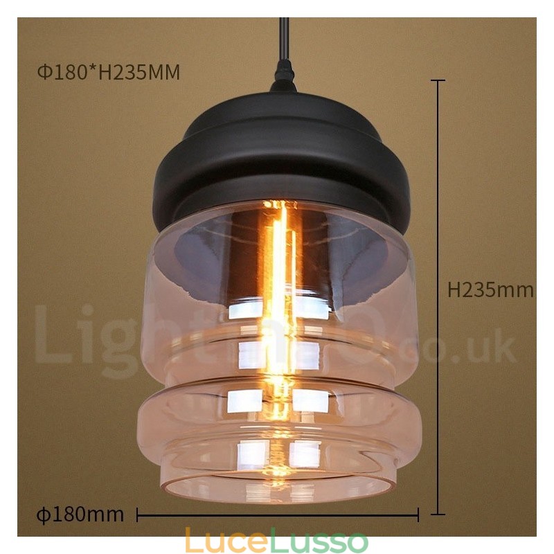 Lampada a sospensione rustica in vetro Lampada a sospensione da salotto europea