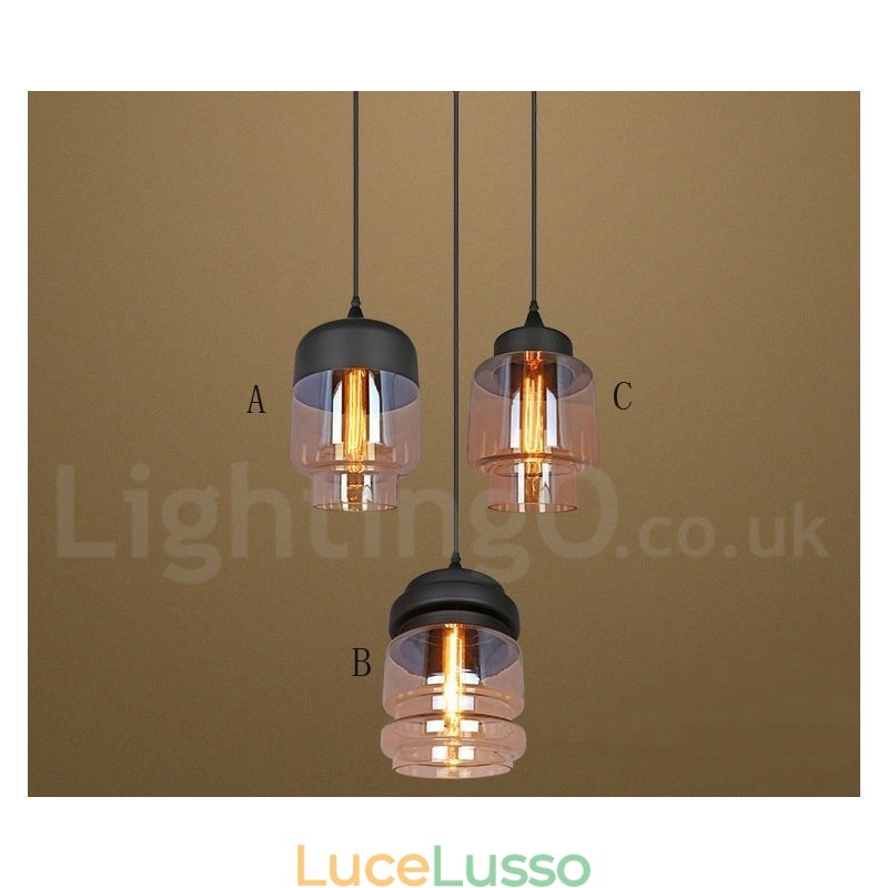 Lampada a sospensione rustica in vetro Lampada a sospensione da salotto europea