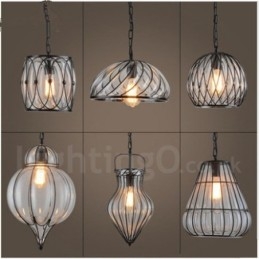 Lampada a sospensione in vetro da caffè vintage da 1 luce Lampada a sospensione da loft