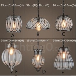 Lampada a sospensione in vetro da caffè vintage da 1 luce Lampada a sospensione da loft