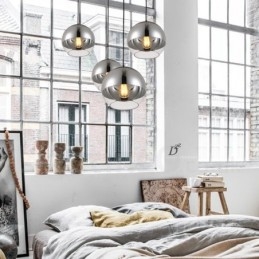 Lampada a sospensione moderna e contemporanea in vetro da caffè con placcatura a 1 luce
