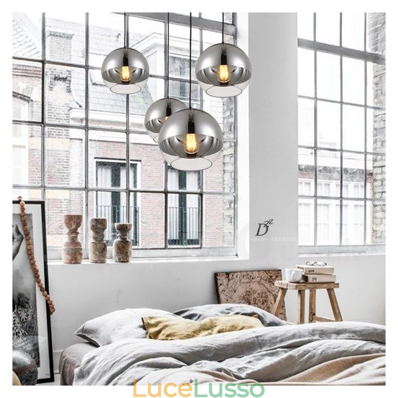 Lampada a sospensione moderna e contemporanea in vetro da caffè con placcatura a 1 luce