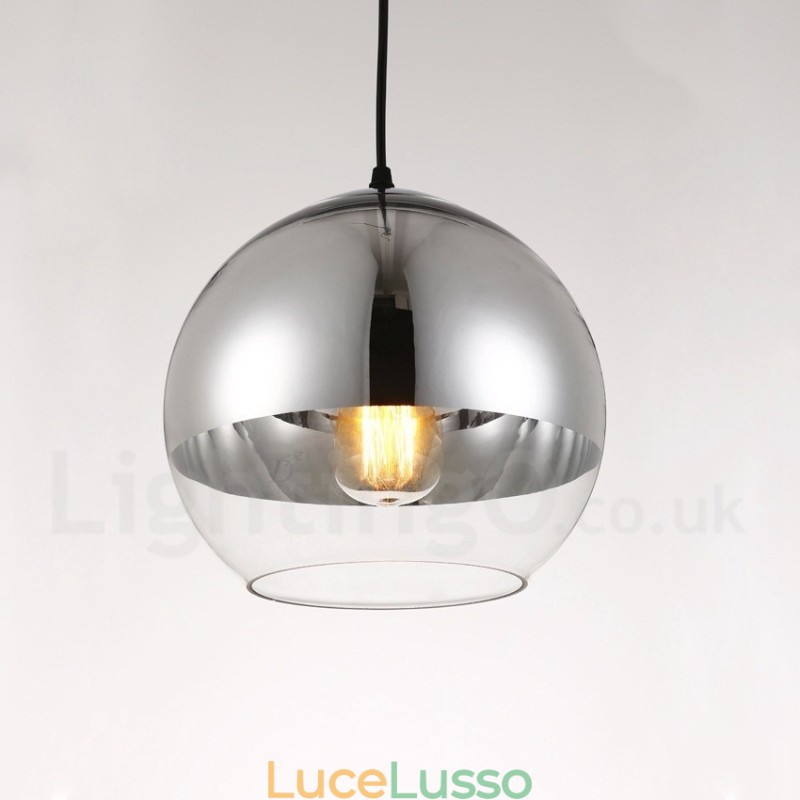 Lampada a sospensione moderna e contemporanea in vetro da caffè con placcatura a 1 luce