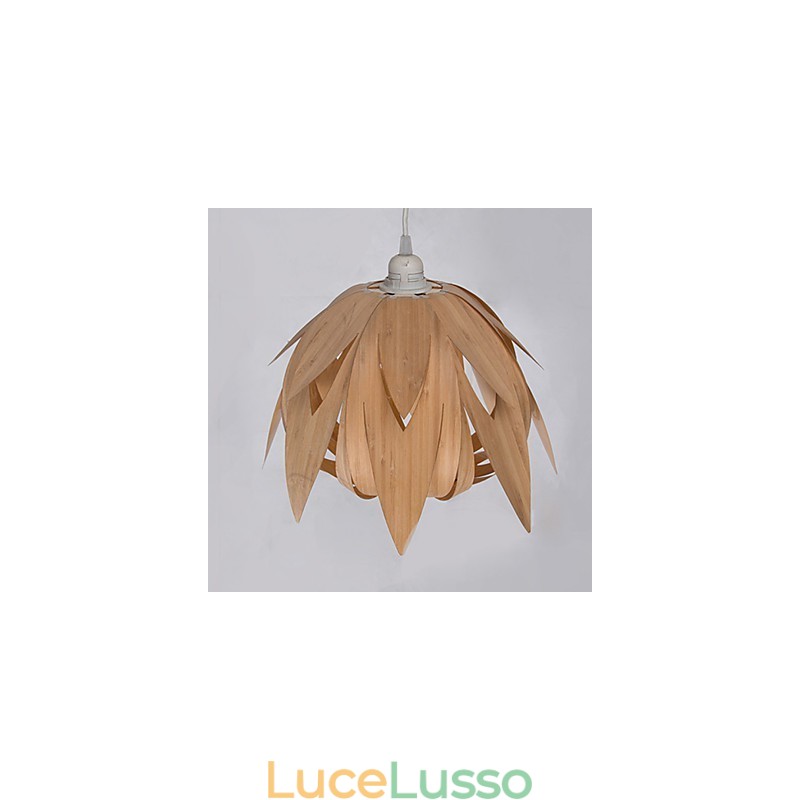 Lampadario in bambù con gabbia per uccelli, stile vintage e creativo