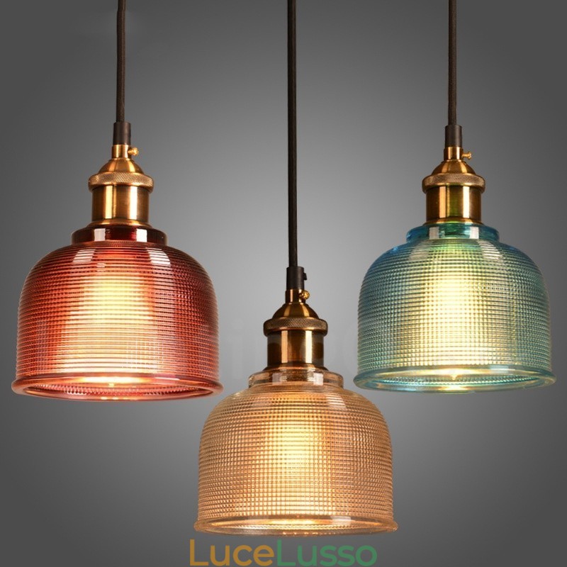 Lampada a sospensione in vetro multicolore moderna e contemporanea da 1 luce