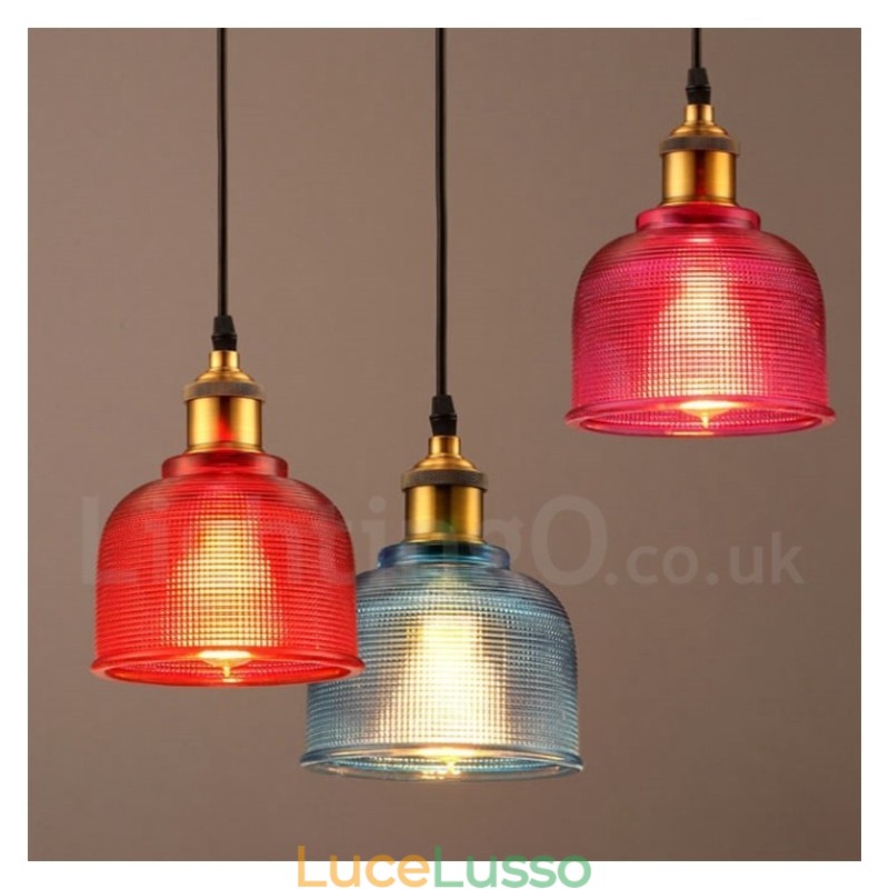 Lampada a sospensione in vetro multicolore moderna e contemporanea da 1 luce