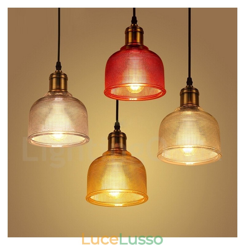 Lampada a sospensione in vetro multicolore moderna e contemporanea da 1 luce
