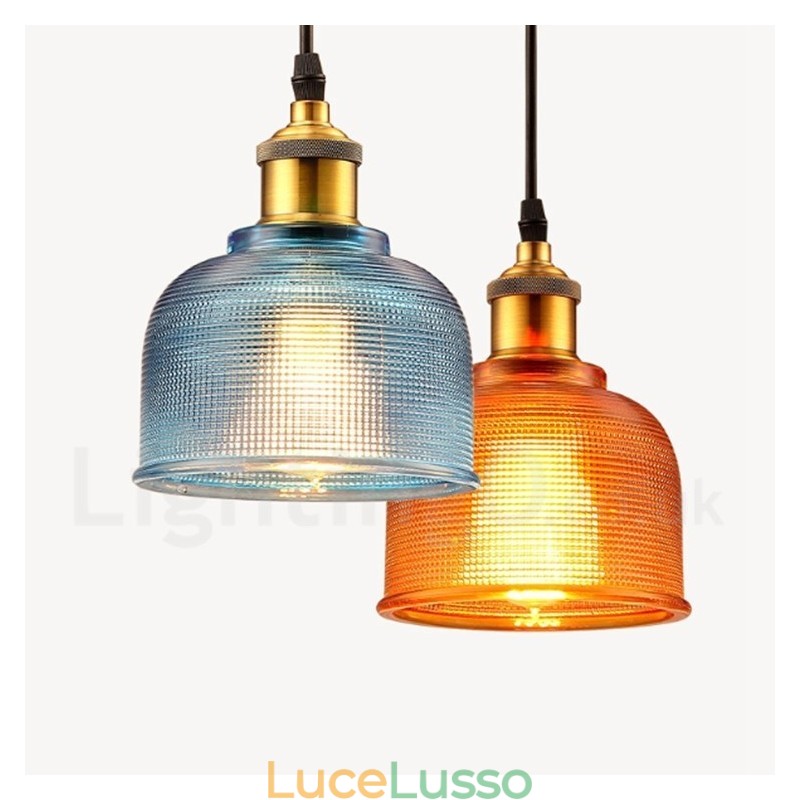 Lampada a sospensione in vetro multicolore moderna e contemporanea da 1 luce
