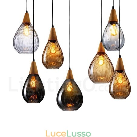 Lampada a sospensione in vetro moderno e contemporaneo in stile nordico da 1 luce Lampada a sospensione in vetro moderno e contemporaneo in stile nordico da 1 luce