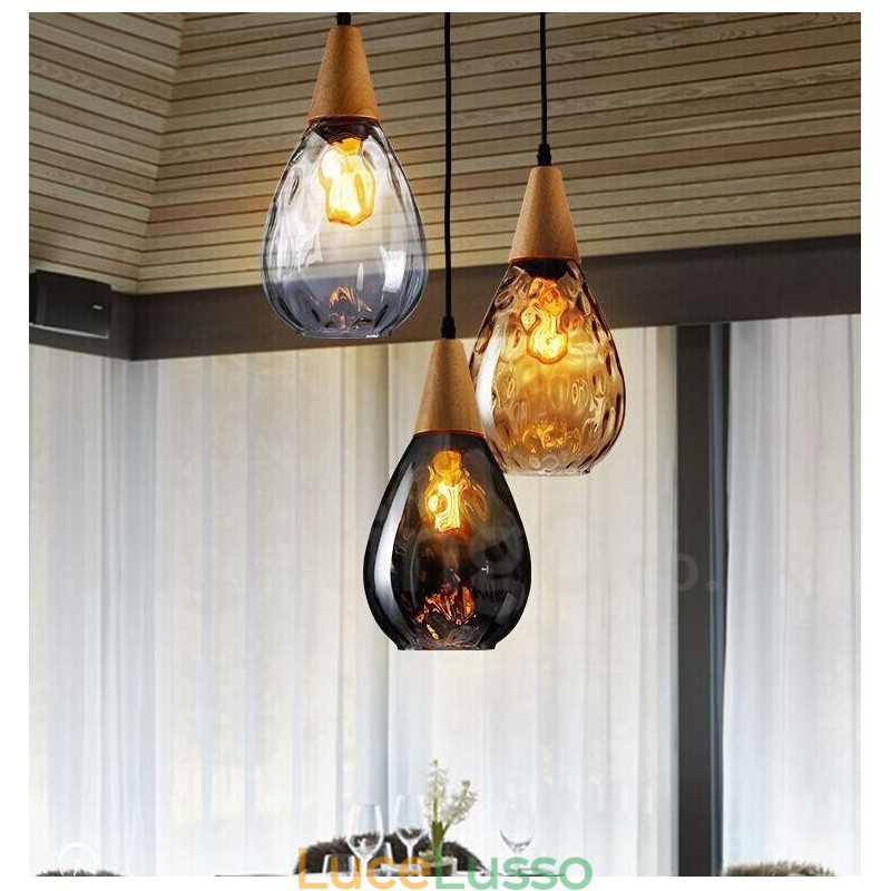Lampada a sospensione in vetro moderno e contemporaneo in stile nordico da 1 luce