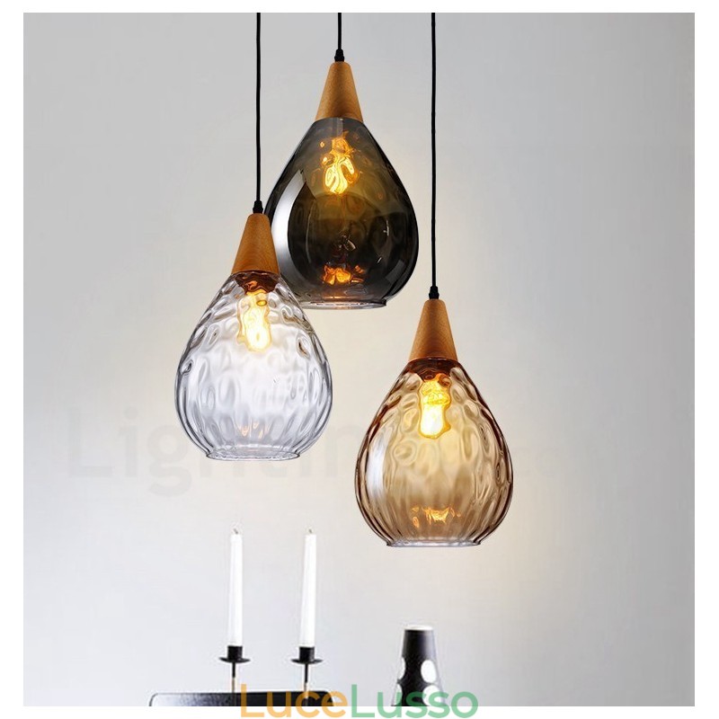 Lampada a sospensione in vetro moderno e contemporaneo in stile nordico da 1 luce