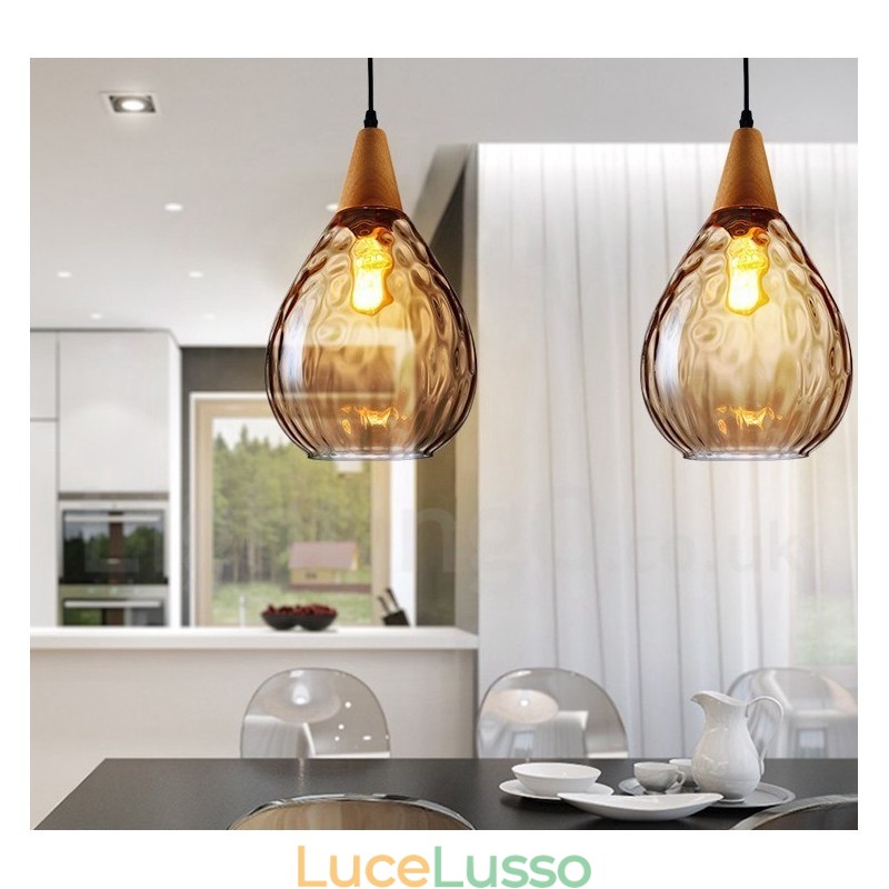 Lampada a sospensione in vetro moderno e contemporaneo in stile nordico da 1 luce
